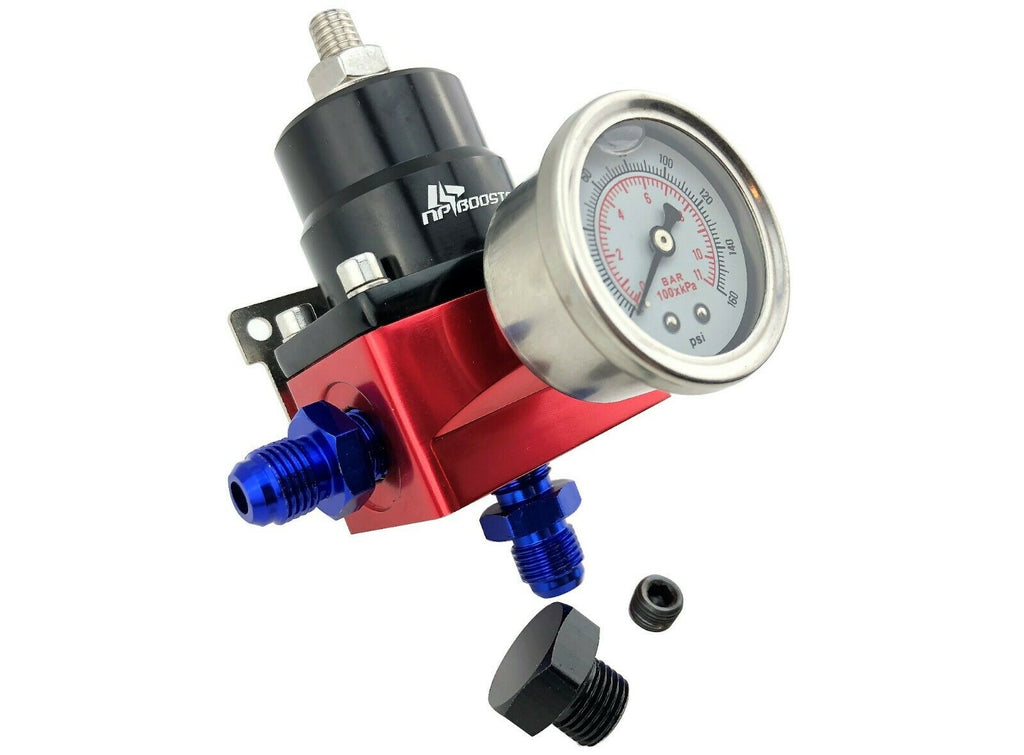 Universal Adjustable Fuel Pressure Regulator FPR & 160psi Guage + AN 6